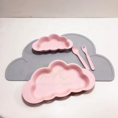 Baby Disc Cloud Raindrops Rice Bowl Healthy Tableware Breakfast Plate Dim Sum Milk Plate Set