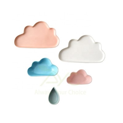 AYC Ceramic Porcelain Cloud Rain Plate Matt Smooth Novel Cute Dish Dinnerware Kid Children Baby