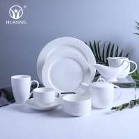 restaurant ceramic dinner plate white porcelain dinnerware plate dishes set with grid design