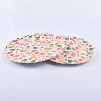 AYC factory price kids children bamboo fiber eating food round plate