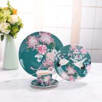 Chinese style Ceramic Gardenlux green dinnerware plates set decoration plate